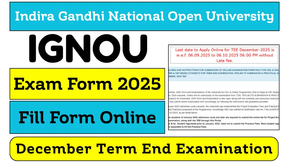 IGNOU Exam Form December 2025